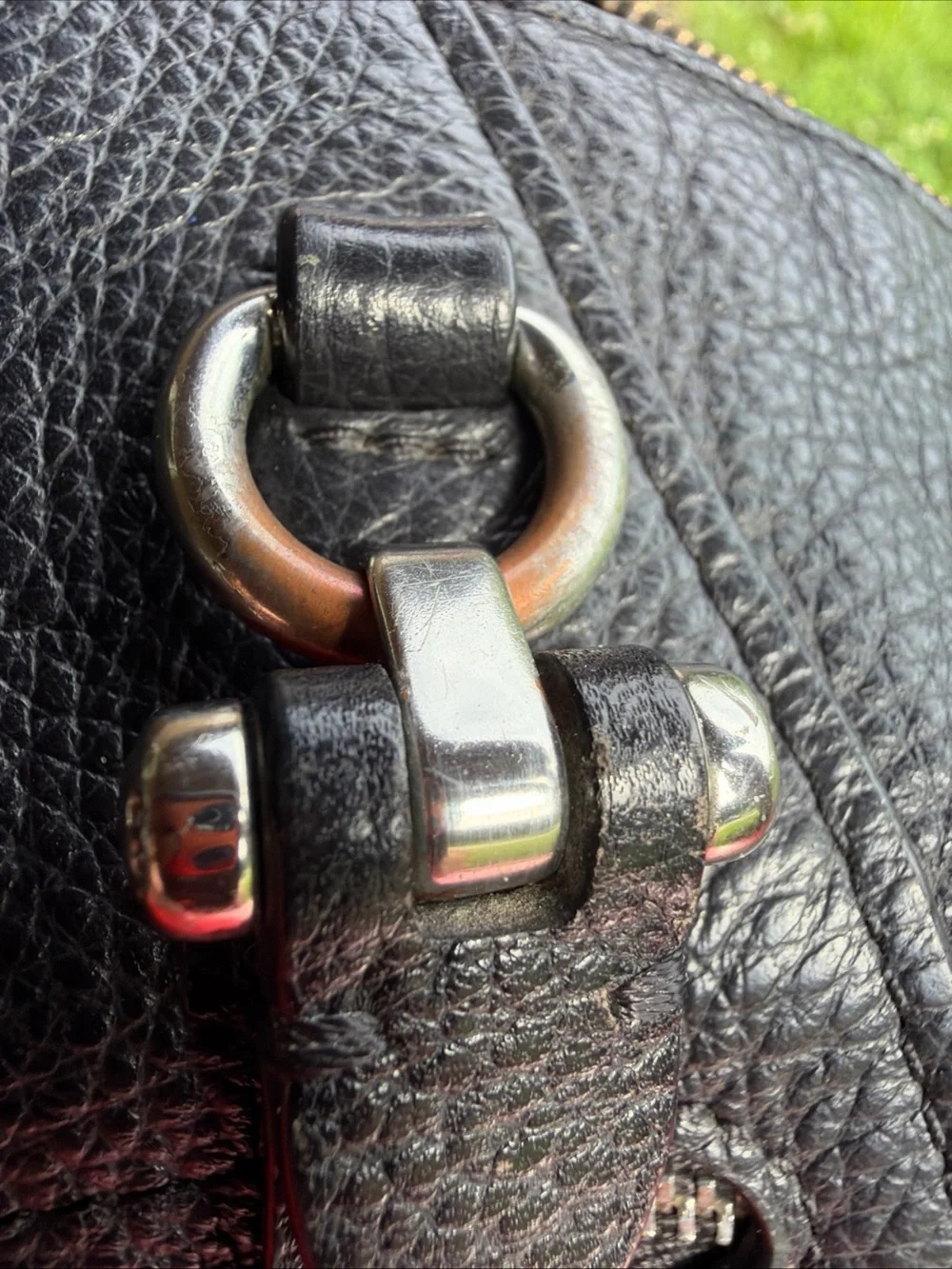 Coach Black Pebbled Leather Tote with Gold-Tone Logo